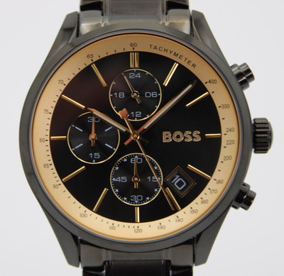 HUGO BOSS 44 MM Grand Prix HB1513578 Mens Watch Stainless Steel Black