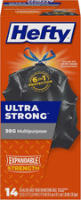 Strong Large Trash Bags, Black, 30 Gallon, 14 Count