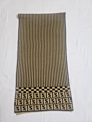 FENDI genuino vintage negro/marrón lana abrigo chal invierno bufanda bufandas - Imagen 1 de 4