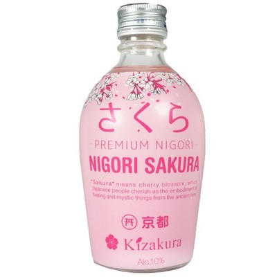 Kizakura Premium Sakura Nigori Sake Alk.10%vol. 300ml Rice Wine Sake Reiswein