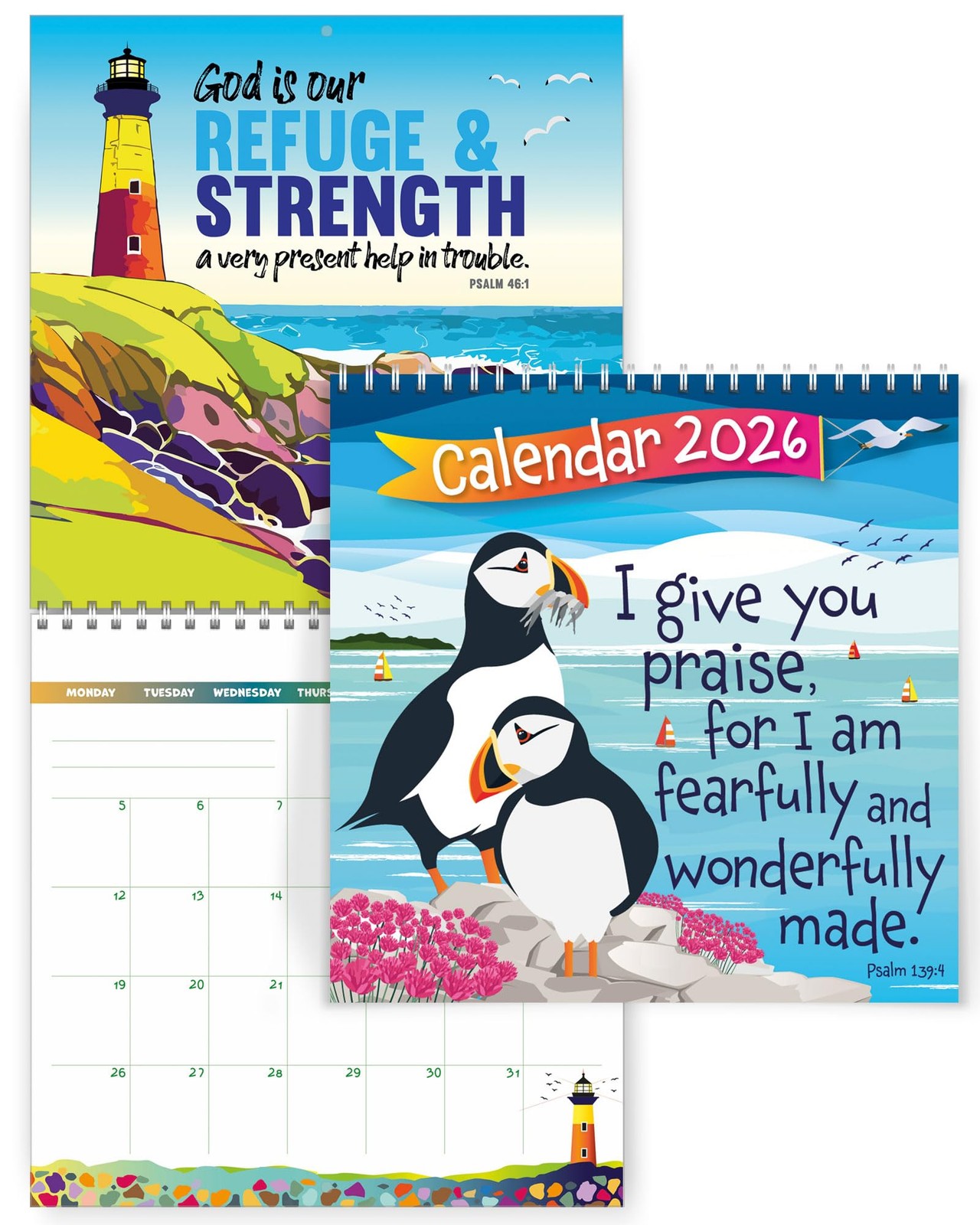 Christian Calendar 2026, with Bible verse on each page. Perfect 19.5x19.5cm