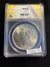 GORGEOUS Shine 1923 $1 Silver Peace Dollar MS 63 ANACS ESTATE US Coin 1385-30