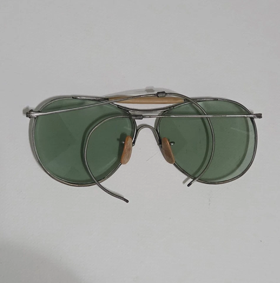 1940's Aviator Glasses Leather Case Sunglasses WW2 WWII Era Good Condition Rare - Image 3 of 4