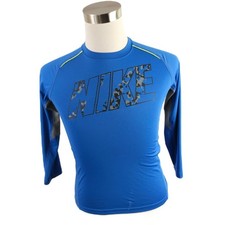 Nike Boys Dri Fit Long Sleeve Crew Neck Blue Activewear T Shirt Youth Medium