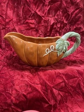 Pumpkin Ceramic Gravy Boat Celebrate Fall Tii Collection Vtg 6.5” Long
