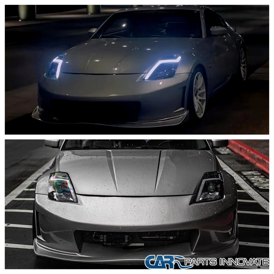 Black Fits 2003-2005 350Z Z33 Projector Headlights LED Switchback Signal Lamps - Изображение 4 из 4