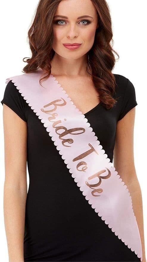 Bride To Be Sash Pink Gold Hen Party Accessory Bridal Shower Fancy Dress