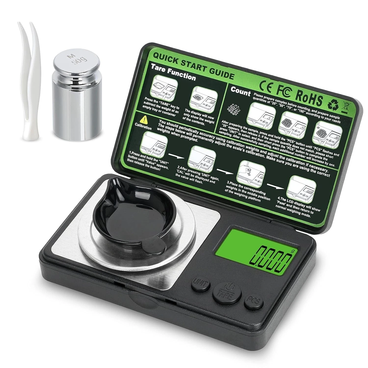 Digital Milligram Scale 0.001g/50g Portable Micro Scale Pocket Mini Gram Display
Opens in a new wind