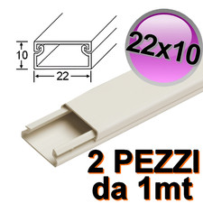 Mini canalina 22x10 mm piattina per cavo elettrico  - 2 PZ da 1 mt