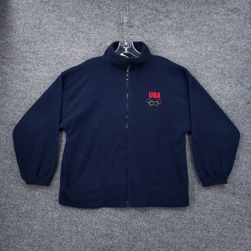 United States Olympic Committee Jacket Mens Medium Blue Full Zip Fleece Athletic