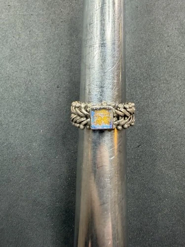 7.7g VTG Sterling Silver 925 Colorful Glass Chain Ring Size 8.5 Jewelry Lot I