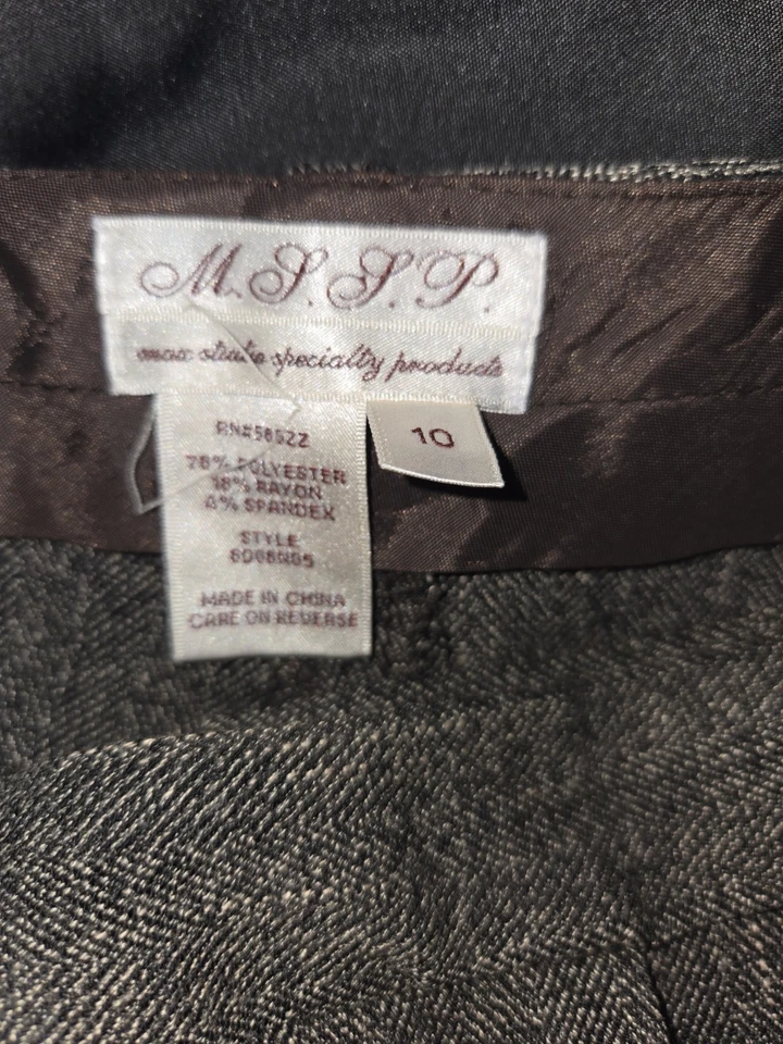 Pantalones De Colección Max Studio Pierna Ancha Espiga Tweed 10 Preppy Academia Oficina Foto 4 de 4