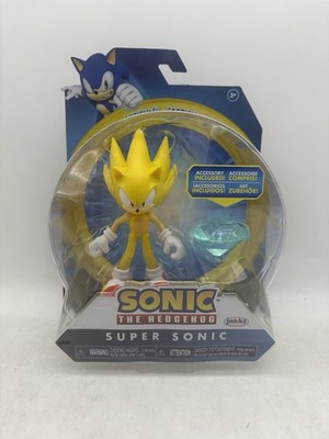 Sonic The Hedgehog Yellow Super Sonic 4'' Articulated Figure Blue Chaos Emerald