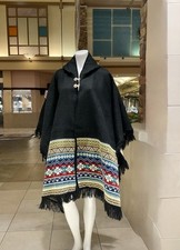 Handmade Alpaca Wool Poncho By Ecuadorian Artisans, Black, The Best Quality