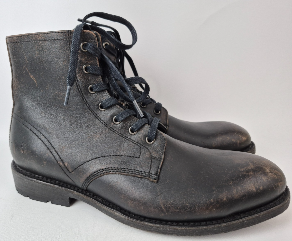 Lace Up Frye Scott Cap Toe Frye Men's Antiqued Black Bowery