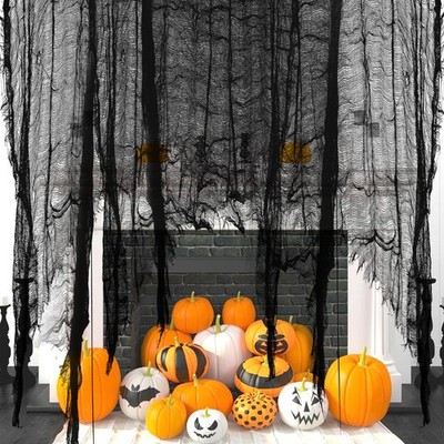 500 x 39 Inch Halloween Black Creepy Cloth - Spooky Bloody Gauze Fabric