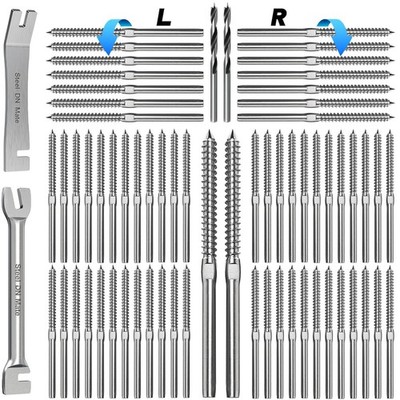 Cable Railing Kit Right & Left Handed Thread Swage Lag Screw for Wood Post  1/8''