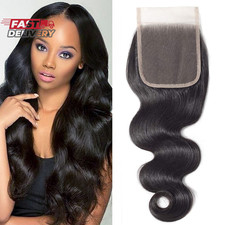 DMS Body Wave Human Hair Lace Closure 4X4 Free Part Swiss Lace Closure 12A Brazi