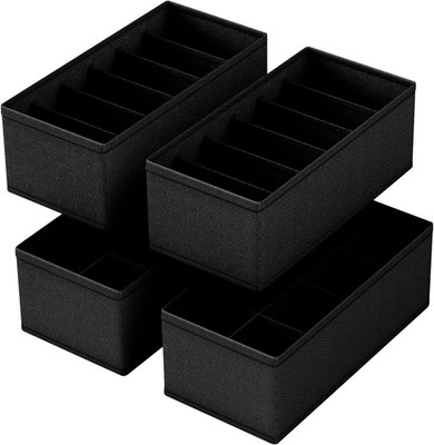 4 Pack Drawer Organizer Boxes Socks Underwear Closet Storage Dividers Foldable