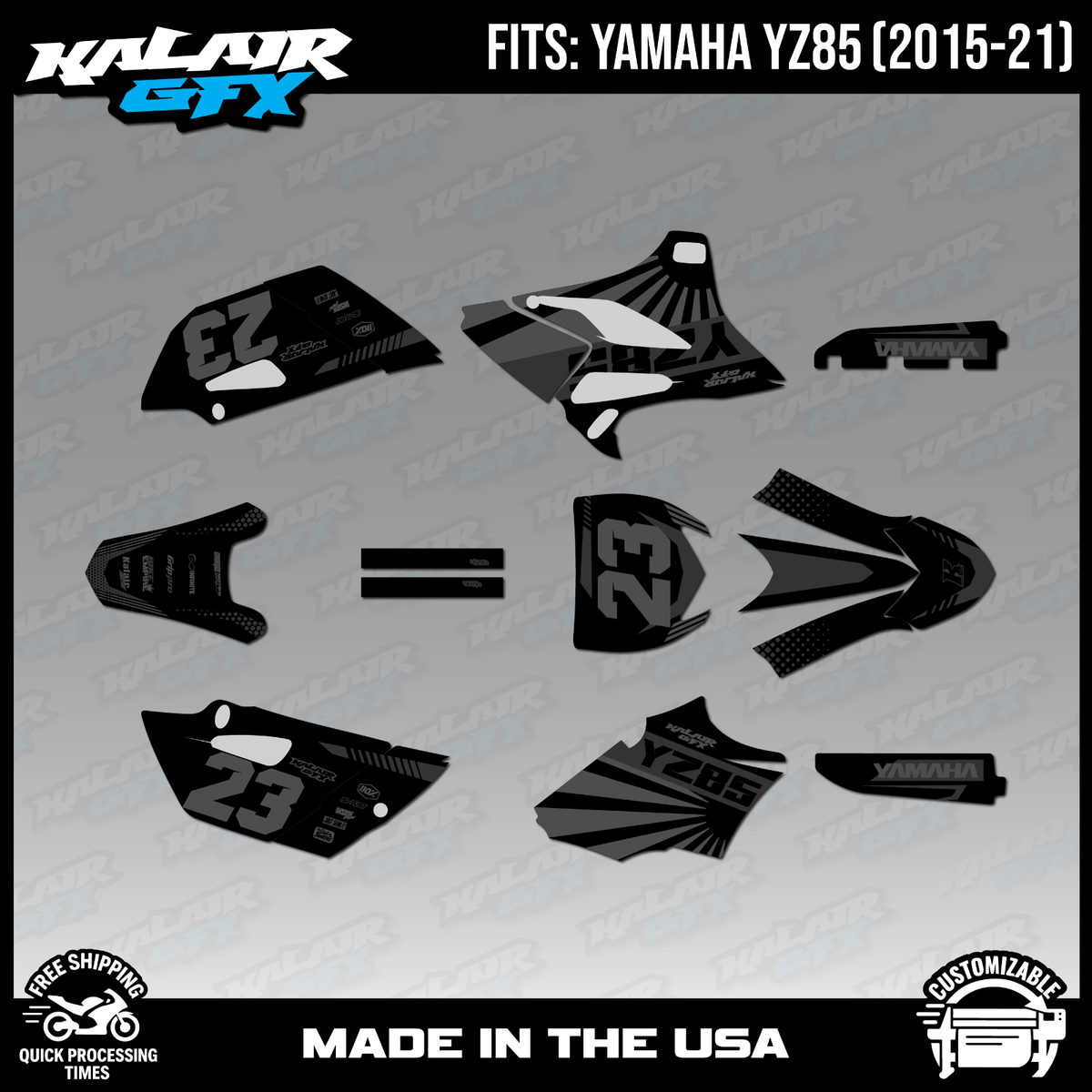 Graphics Kit for Yamaha YZ85 (2015-2021) YZ 85 FH Series - Smoke