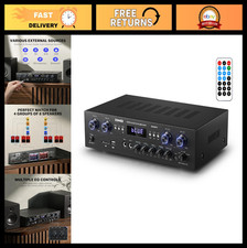 Bluetooth 5.0 Stereo Audio Amplifier Receiver, 440W Home Theater, USB, FM, 2 Mic