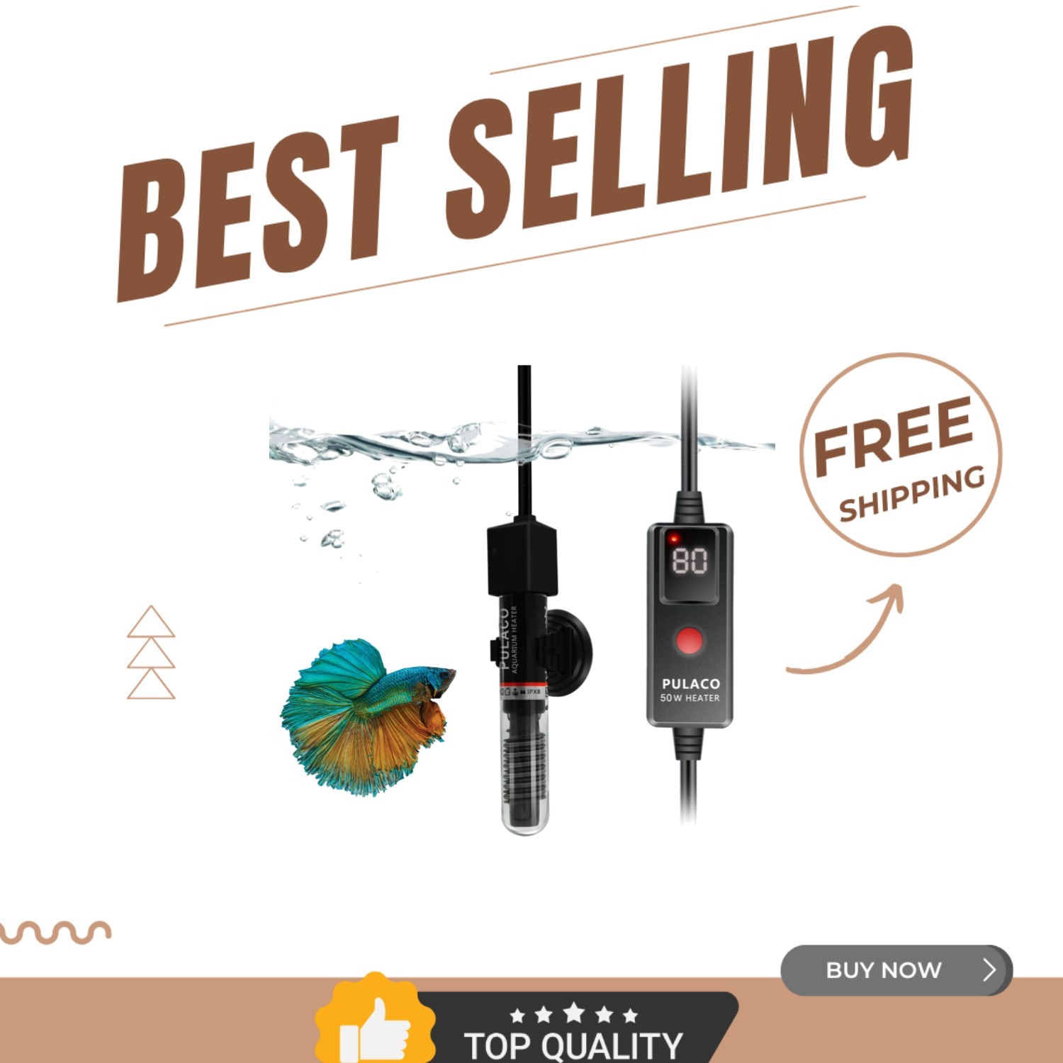 50 Watt Intelligent Betta Heater: Perfect for 1-10 Gallon Acrylic & Glass Tanks
