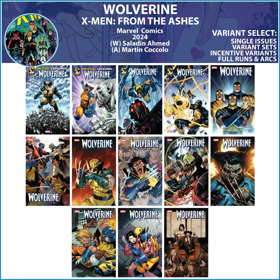 Wolverine (2024) #1 2 3 4 5 6 7 8 9 10 11 12 13 Marvel Comics X-Men COVER SELECT
