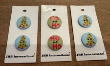 6 JHB International Buttons On Cards | Christmas Tree, Ho Ho | Made in Germany