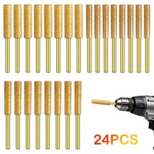 24Pcs Diamond Chainsaw Sharpener Burr Grinding Stone File 5/32" 6/32" 7/32"