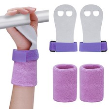 Abeillo 2 Gymnastics Grips Wristbands Sets for Girls Youth Kids, M, Purple
