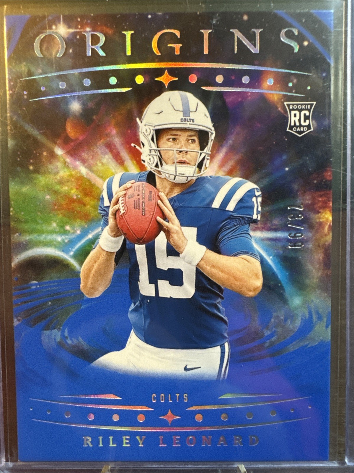 2025 Panini Origins - Rookies Riley Leonard, Riley Leonard #138 Blue /99 (RC)