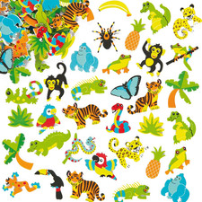 Aufkleber Moosgummi Regenwald Sticker Set Basteln Dekoration 100 St&uuml;ck