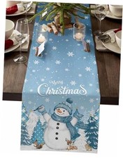 Christmas Table Runner 13x72 Inches Long Blue Snowman Table 13"x72" Sky Blue