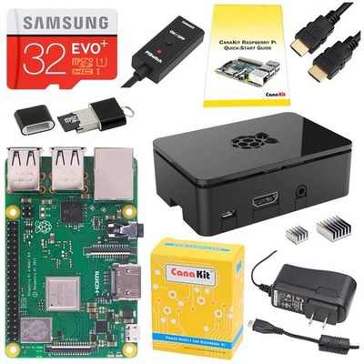 Raspberry Pi 3 B+ 32GB Starter Pack - Black Case Included#/-