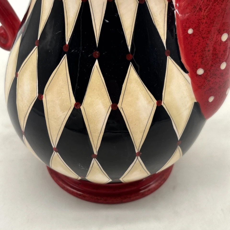 Bule de cerâmica internacional com certificação Lori branco vermelho preto arlequim MacKenzie! - Imagem 2 de 4