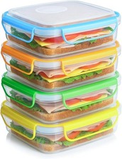 4 Pack of Fun Size Leakproof Sandwich Containers - Reusable, BPA Sandwich Boxes.