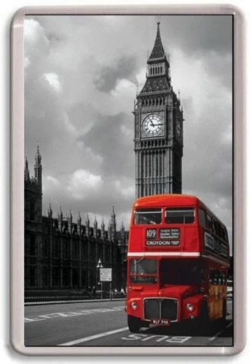 FRIDGE MAGNET - RED BUS ART - Large - London UK England