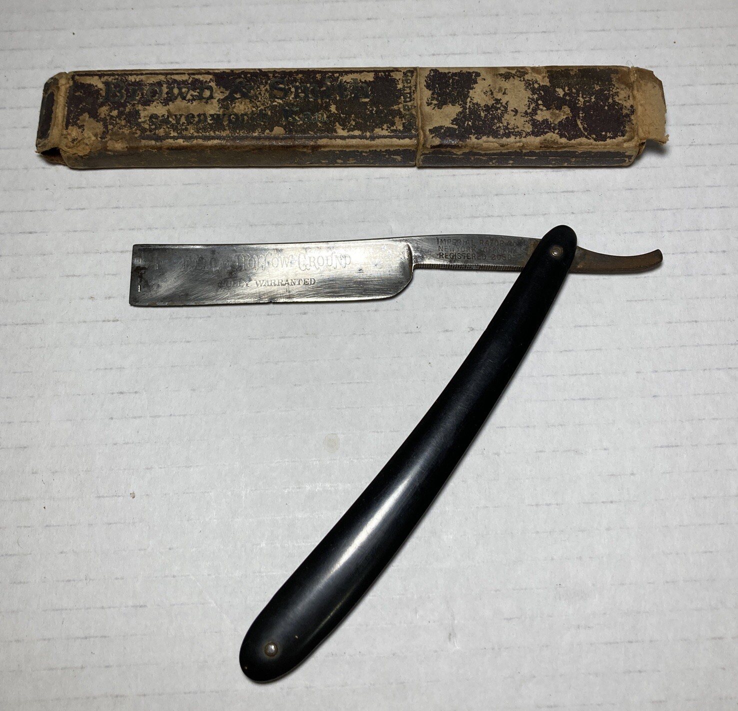 Vintage The IMPERIAL Extra Hollow Ground Straight Edge Razor Germany