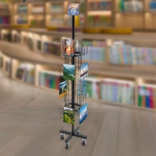 16-Pocket Rotating Card Display Stand Spinning Pocket Holder Literature Stands