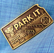 Kansas State Parks Belt Buckle Park It Brass 1986 530 of 1000 Vtg .MMR719