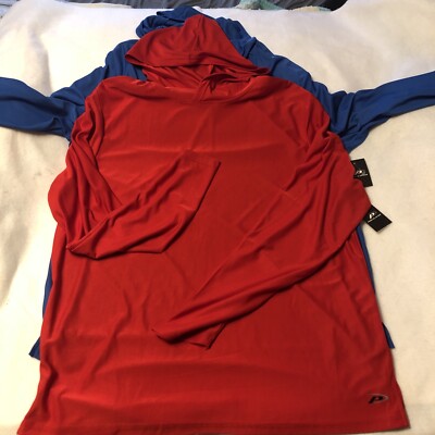 2 Menu0026#039;s Pro Player Lightweight Ultra Thin Long Sleeve Hoodie - Red  u0026amp; Blue Large | eBay