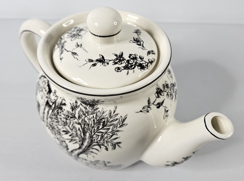 Toile Black White Teapot Tea Pot - Picture 13 of 16