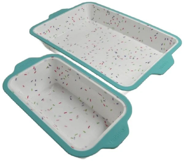 #Cuisinart 2-Piece Silicone Bakeware Set - Aqua, White, Sprinkles