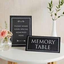 ANGEL & DOVE 2 Funeral Memory Table Sign Set (Black) - Condolence Book, Memorial