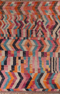 Luxury Hand-Knotted Moroccan Large Rug Modern Decor 9x13 ft