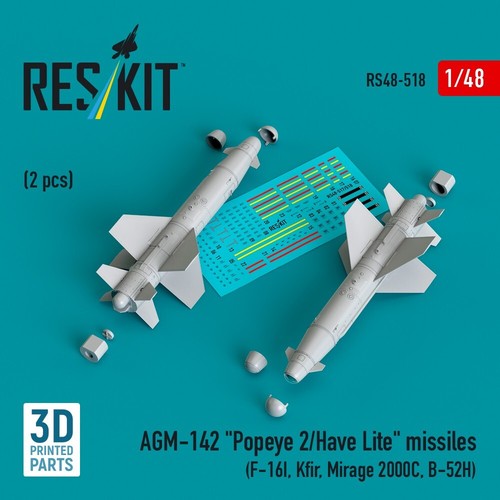 1/48 AGM-142 Popeye 2/Have Lite x2 F-16I Kfir Mir2000 B-52 3D ResKit RS48-0518 - Imagen 2 de 3