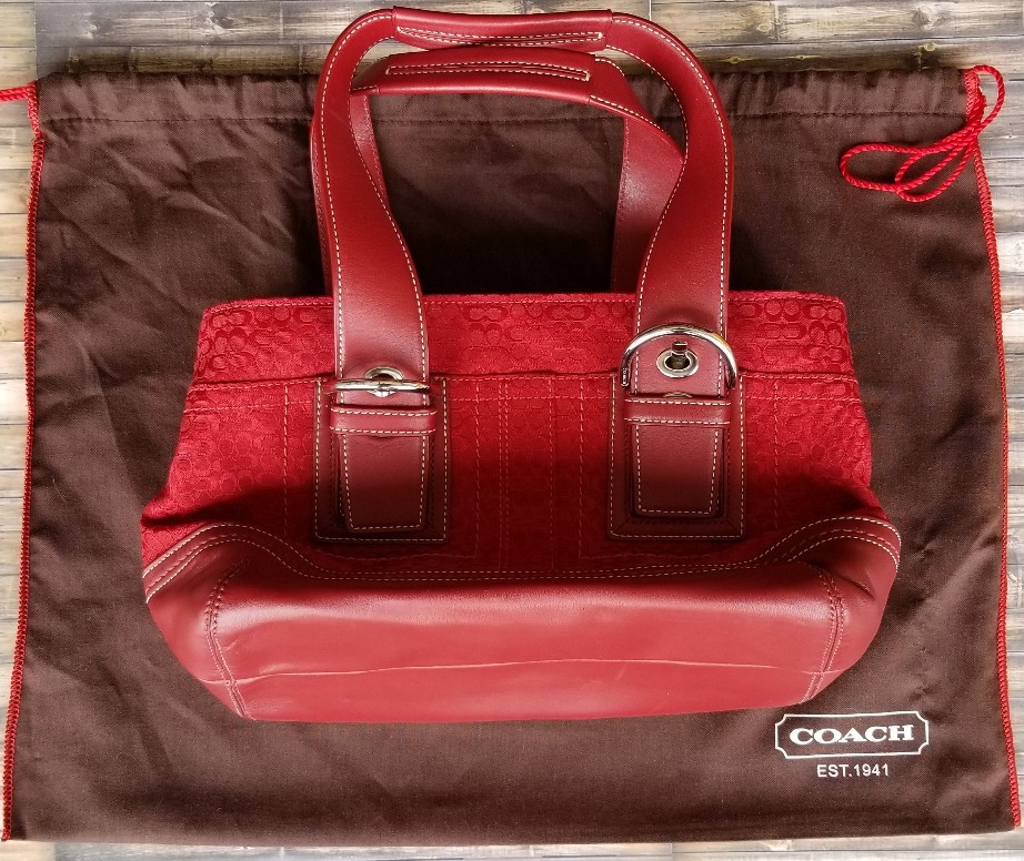 NEW**Coach Signature C Red CANVAS & Leather Soho Handbag NEW**Coach Signature C Red CANVAS & Leather Soho Handbag