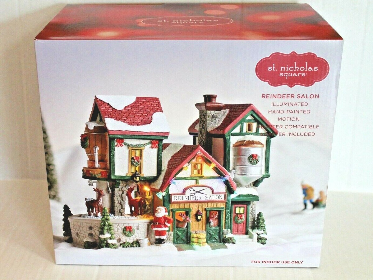 Kohls St Nicholas Square Christmas Village Reindeer Salon with Lights  Motion