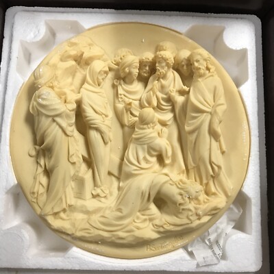Studio Dante di Volteradici 3D Alabaster Collector Plate The Raising of Lazarus 