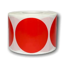 Red Direct Thermal Labels | Zebra, Rollo & Munbyn Compt. | 2.5" Round, 1 Roll